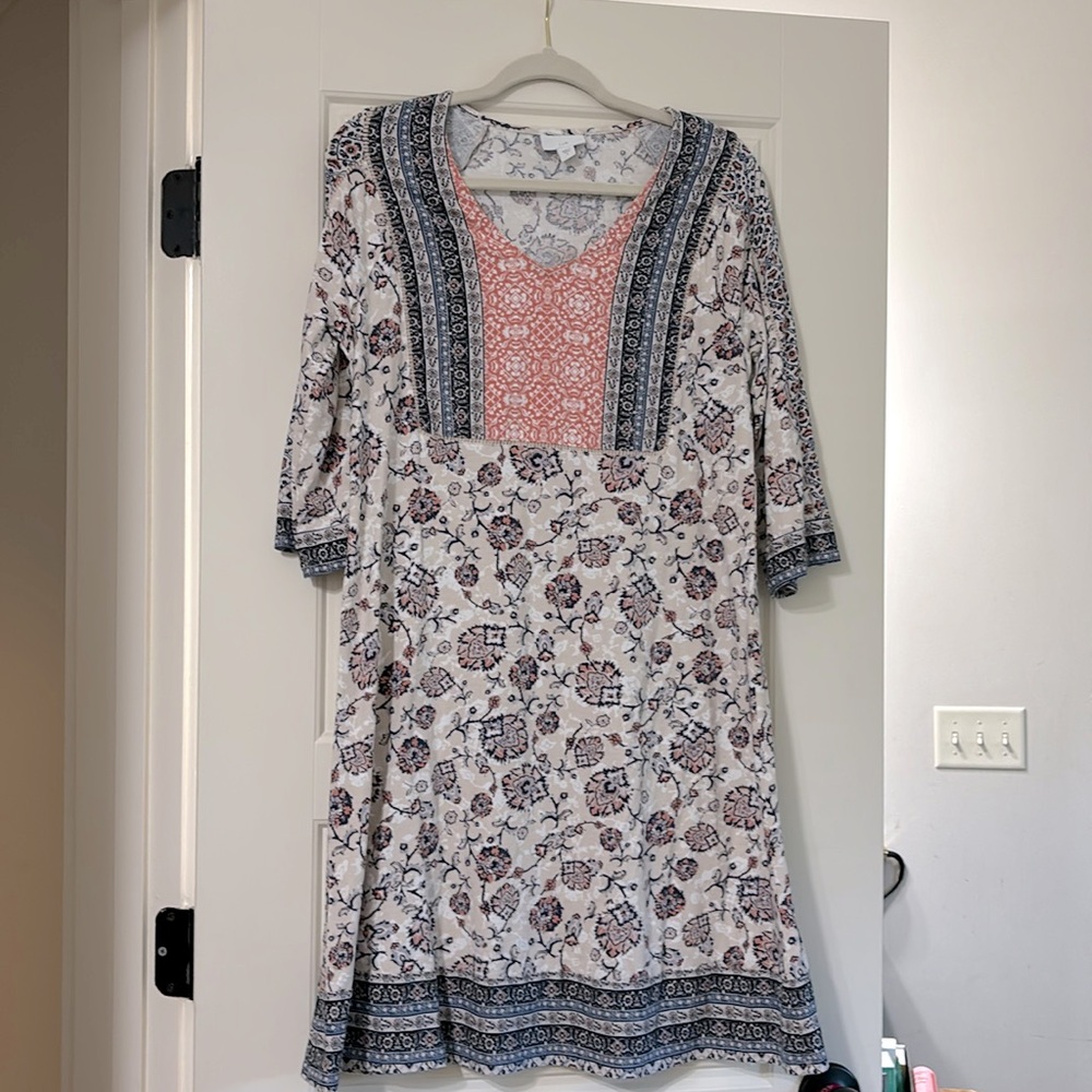 J Jill floral 3/4 sleeve dress S